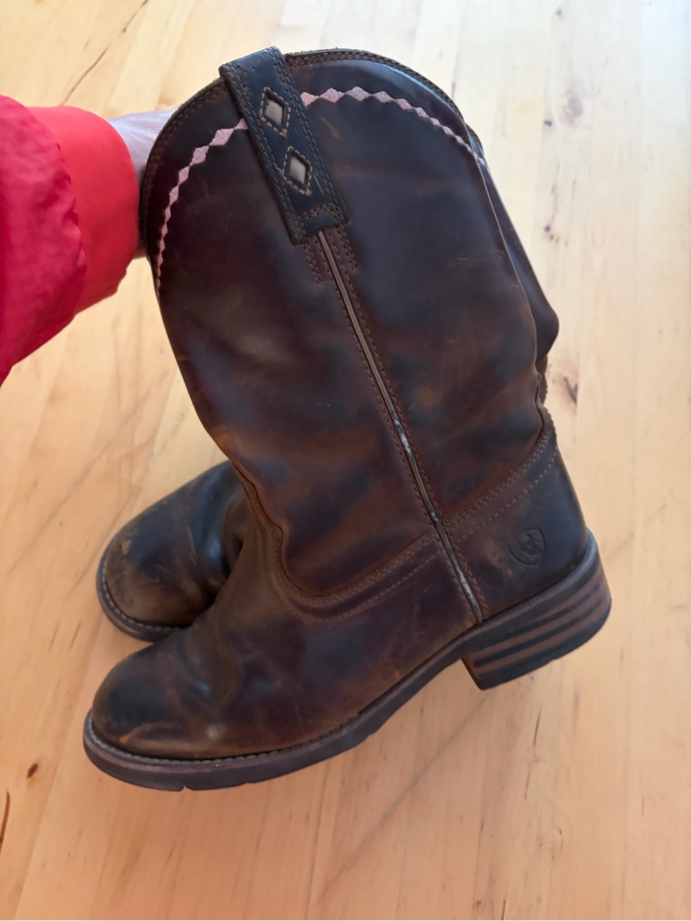Women’s Brown Leather Pull-On Cowboy Boots - Classic Western Style - Picture 4 of 6